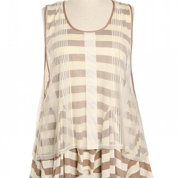 RYU Plus Size Striped Tank with lace overlay - Picture 5 of 8
